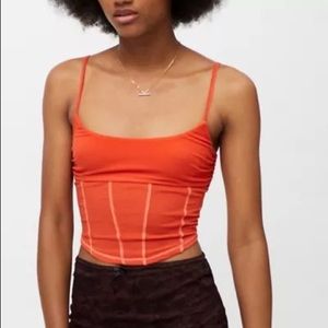 Urban Outfitters Top | Uo Hal Mesh Corset Cami in Red Orange